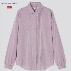 WOMEN COTTON LAWN CHECKED LONG-SLEEVE SHIRT (INES DE LA FRESSAGNE) Large Red Blu